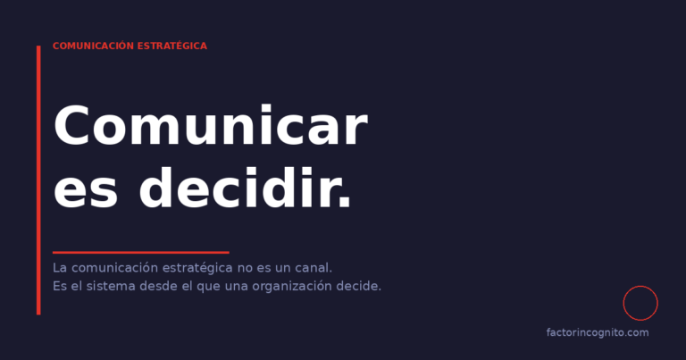 Comunicar es decidir — enfoque de Incógnito sobre comunicación estratégica como sistema de decisión directiva.